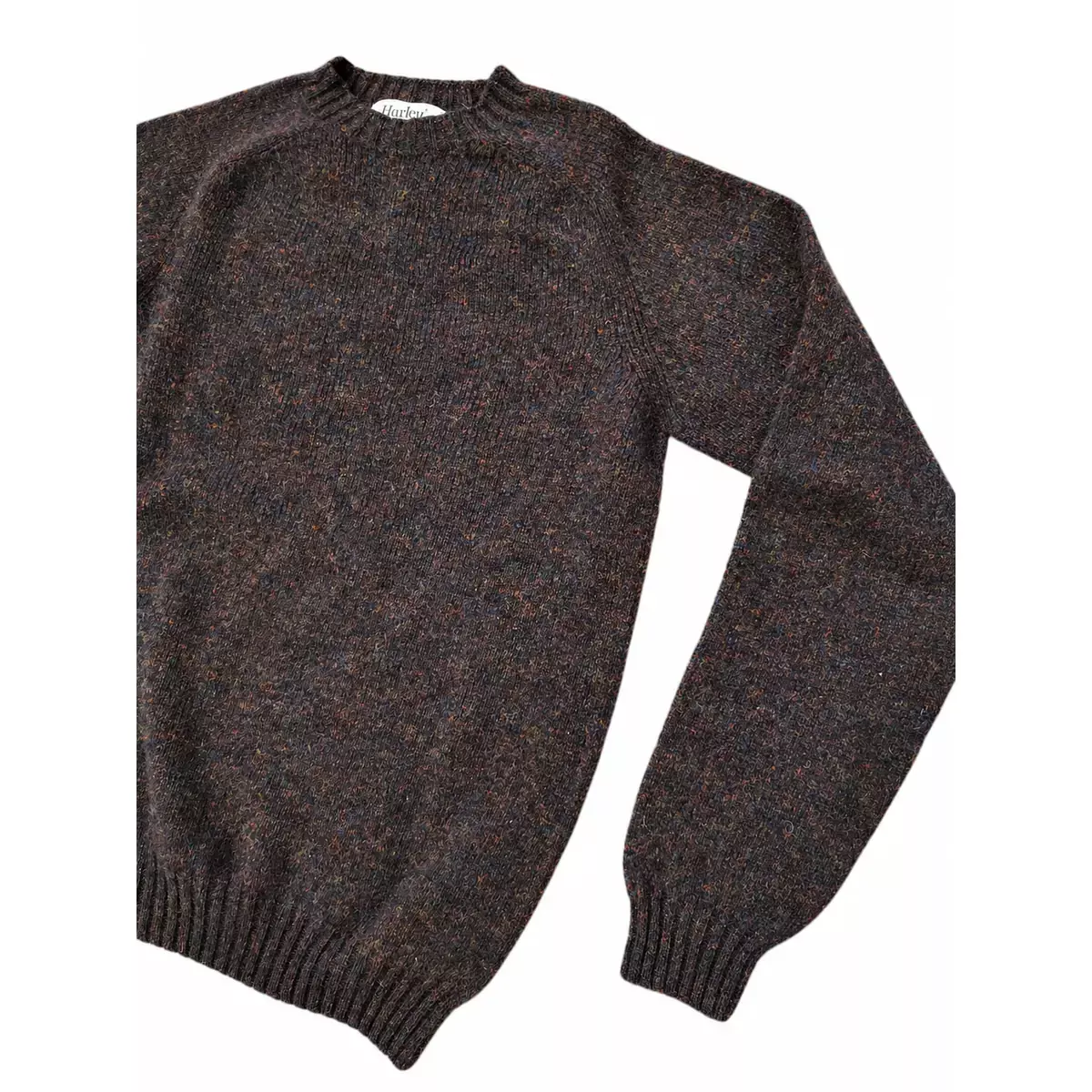 Harley of Scotland Wollpullover Dunkelbraun bunt meliert Gesamtansicht